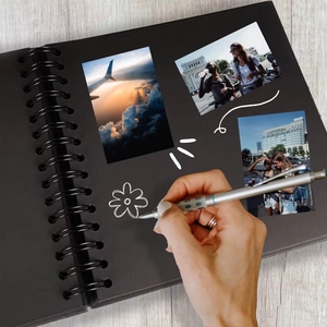 <span class=keywords><strong>Album</strong></span> photo DIY <span class=keywords><strong>noir</strong></span> avec feuille d'<span class=keywords><strong>or</strong></span>, 80 pages, livre de souvenirs, couverture artisanale en kraft - Product Image 4