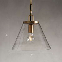Luminaire suspendu en verre conique moderne à tête unique, style minimaliste américain, pour îlot de cuisine, vente en gros OEM