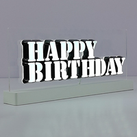 Panneau acrylique personnalisé pour table, panneau lumineux LED Joyeux Anniversaire, enseigne néon, lettres décoratives avec éclairage, support autoportant pour entreprise