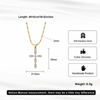 Collier Croix Brillante en Acier Inoxydable 304 avec Chaîne à Perles Ovales et Breloque Croix Incrustée de Zircons Cubiques Marquise – Élégant Collier Religieux