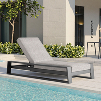 Chaise longue moderne de luxe en aluminium, pour piscine, extérieur, villa, hôtel, patio, chaise longue en métal