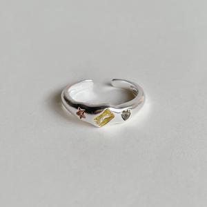 S925 Pure Silver Korean Style <b>Ring</b> with Zircon Geometric <b>Opening</b> Inlay Set Candy-Colored Yellow and Green for Spring Summer - Product Image 3