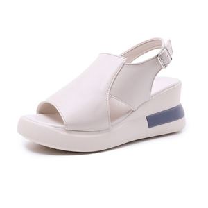 Sandali Estivi da Donna YZ Yongge con Tacco Spesso in Morbida Pelle, Design a Becco di Pesce, Scarpe con Suola Rialzata in Spugna - Product Image 1