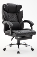Chaise de bureau exécutive ergonomique pivotante traditionnelle simple, dossier en maille PU, base en acier, appui-tête réglable, garantie de 3 ans