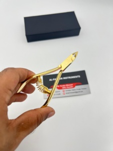 24K Gold Plated <b>Cuticle</b> Nail Nipper with Spring Curved Sharp Blade Custom Logo Manicure Pedicure Toe Finger Nail <b>Cutter</b> Clipper - Product Image 2