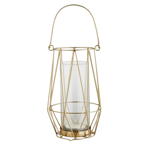 Indoor and Outdoor Decoration <b>Gold</b> Finished Hanging Tableware <b>Candle</b> <b>Stick</b> Holder Hotel Decorative <b>Gold</b> Metal Lantern - Product Image 1