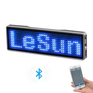 LEDネームタグ充電式ワイヤレスBluetoothLEDネームバッジ値札44x11ピクセルデジタルサイン携帯電話APP名刺タグ