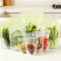 Sachet Ziplock Autoportant en PLA de Qualité Alimentaire YSH avec Impression Gravure, Emballage Transparent pour Légumes, Aliments et Collations