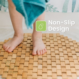 Luxury Eco-friendly <b>Bamboo</b> Anti-slip Bath Mat Waterproof Wooden Bath <b>Floor</b> Mat for Bathroom - Product Image 4