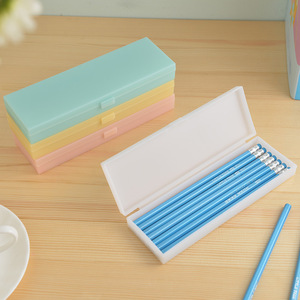 Transparent Frosted Plastic Pencil Case with Magnetic Snap Closure for <b>School</b> and Office Use in Pastel Colors - Product Image 2
