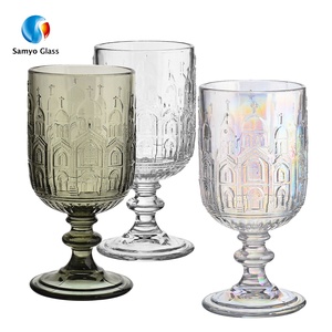 Verres à <span class=keywords><strong>vin</strong></span> gris Samyo <span class=keywords><strong>de</strong></span> haute qualité, personnalisés, vintage, à pied court, avec motif <span class=keywords><strong>de</strong></span> château en relief - Product Image 1