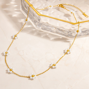 요약 18K 골드 도금 진주 목걸이 유행 도매 고급 진주 꽃 모양 패션 보석 제조 업체 - Product Image 2