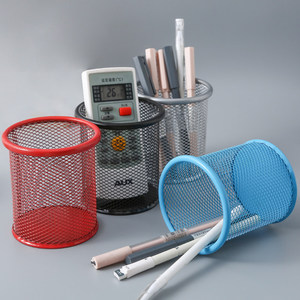 Porte-stylo rond en maille, en fer, rangement de bureau pour étudiants et bureaux - Product Image 1