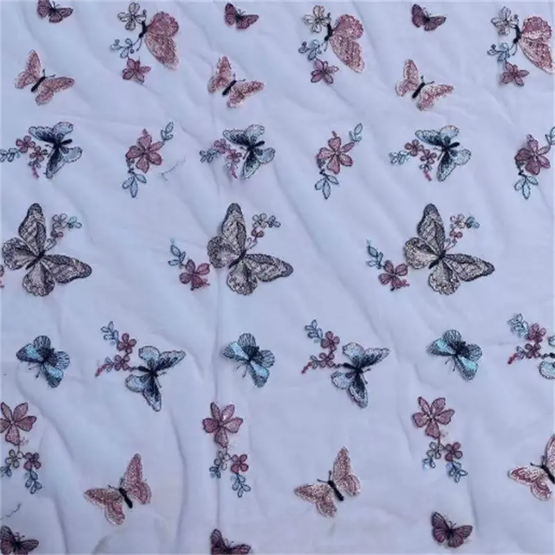 The latest embroidery tulle butterfly lace fabric for dress
