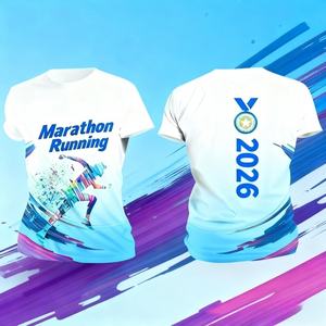 Camiseta Deportiva de Poliéster 100% Tejida, de Secado Rápido, con Sublimación Personalizada para Hombre, Maratón 2026 - Product Image 1