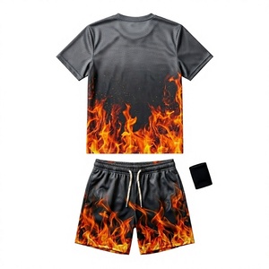 Wholesale Summer tshirt Custom Men Summer 2 Piece Short Tshirt Set Streetwear Unisex Blank Cotton Oversized <b>T</b>-<b>shirt</b> Set for Man - Product Image 4