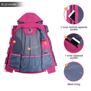 Coupe-vent extérieur imperméable 3 en 1 <span class=keywords><strong>Veste</strong></span> de randonnée pour <span class=keywords><strong>femme</strong></span> Mode intérieure avec <span class=keywords><strong>polaire</strong></span> Manteau chaud pour <span class=keywords><strong>femme</strong></span> - Product Image 3