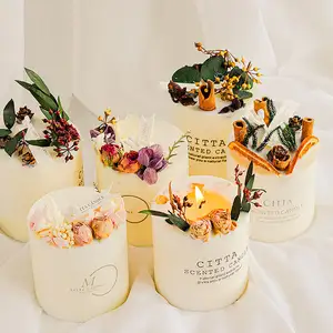 Özelleştirmek marka kokulu mum hediye kutusu yaratıcı e-ticaret tatil hediye kurutulmuş çiçek kokulu soya mum özelleştirmek marka kokulu