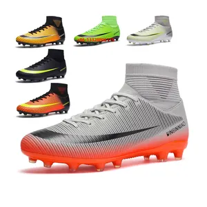 2022 גברים ספורט גבוהה קרסול כדורגל מגפיים חיצוני כדורגל נעלי כדורגל מקורה נעלי כדורגל סוליות