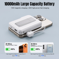 Power Bank Magnetik LCD Pintar Canggih 10000mah Pengisi Daya Nirkabel Portabel dengan Dudukan Pengisi Daya Baterai Eksternal Pengisian Cepat PD