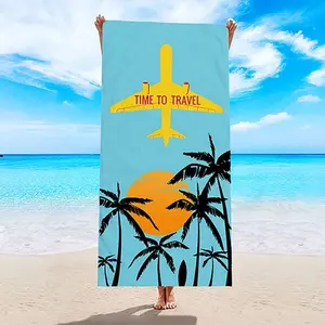 新设计中国sek沙滩巾定制图案和标志无沙华夫饼夏季沙滩巾，带氯丁橡胶包