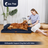 Coussin orthopédique pour chien avec appui-tête surélevé, soutien du cou, mousse alvéolée, imperméable, antidérapant, lavable, en peluche