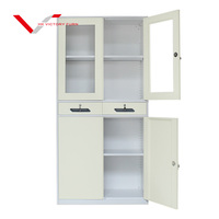 Armoire de bureau en acier avec porte en verre, dimensions 4 portes, armoire de rangement en métal, armoire à dossiers en acier avec tiroir
