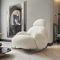 Fauteuil à bascule portable moderne avec coussin en mousse haute densité, fauteuil inclinable de loisirs en bois massif pour salon, chambre et appartement