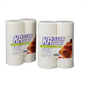 KRCLEAN Rouleau de serviettes en papier blanc 200 feuilles 1 pli en pâte de bois mélangée jetables pour usage domestique et fêtes à thème - Product Image 1
