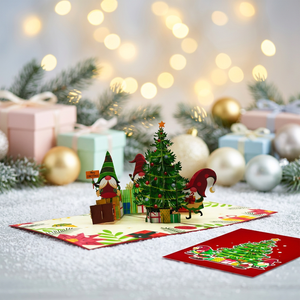 Gnomos de Navidad, Tarjeta de Papel 3D Pop-Up, Regalo Navideño Hecho a Mano, Decoración con Diseño Personalizado - Product Image 4