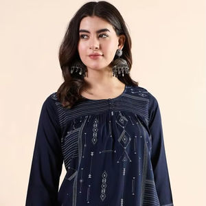 Top estampado Top regular malva Estampado liso Cuello redondo Mangas regulares tres cuartos Mangas tejidas - Product Image 1