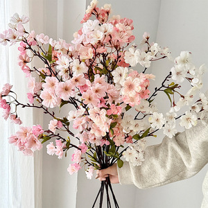 Fleurs de cerisier artificielles Yasunobu, 45 têtes avec feuilles, en plastique et tissu, pour décoration de mariage et de maison - Product Image 1