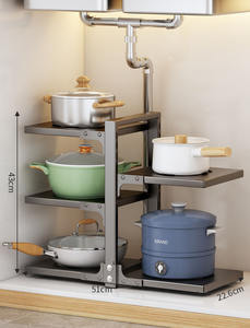 Étagère de rangement de cuisine à plusieurs niveaux, usage domestique, adaptée aux comptoirs et aux éviers, avec des côtés doubles pour ranger les ustensiles de cuisine - Product Image 4