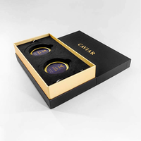 Boîte à Caviar Promotionnelle Écologique en Carton Noir Élégant Marque Jingxin, 2 Boîtes, Logo Personnalisé, Cadeau de Luxe pour la Maison, Vente en Gros