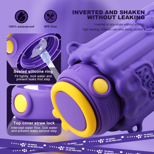 Cấp thực phẩm trẻ em thép không gỉ cách điện chai nước rơm khóa nắp với Splash-proof EVA chai nước Bìa - Product Image 5