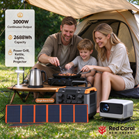 Kit de station d'alimentation portable 3000W 2688Wh, panneau solaire pliable 300W 6 voies, générateur solaire LiFePO4 pour la maison, le camping, les camping-cars et les situations d'urgence