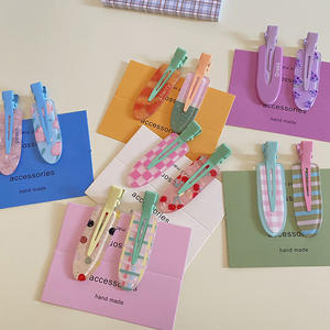 Summer Grape Cherry Fruit Printed Plastic <strong>Hair</strong> Clips 2pcs/Set Sweet No Crease Makeup Hairpins for Girls - Product Image 4