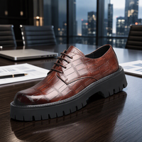 Nuove Scarpe da Cerimonia Britanniche da Uomo in Vera Pelle con Suola Spessa, Chiusura a Bottone, Aumento di Altezza, Antiscivolo e Impermeabili