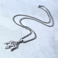 Collier tendance pour homme en acier inoxydable avec pendentif trident plaqué or, chaîne maille forçat, zircon, symbole bouddhiste, motif flèche