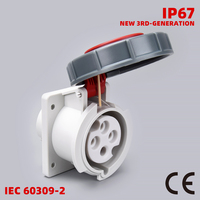Prise murale industrielle IP67 3P E 16A, étanche et résistante à la corrosion, pour utilisation en extérieur