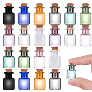 Frascos de vidro espátula colorida, frascos de vidro pequenos de rolha, rum limpo, mini garrafas