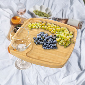 Vaisselle réutilisable en bois de bambou Porte-verre à vin Carré Creusé Assiettes pour événements traiteur, vacances ou fournitures à usage domestique - Product Image 3