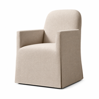 Fauteuil de salle à manger rembourré avec jupe longue, tissu tissé croisé, chaise de salle à manger moderne minimaliste avec jupe