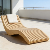Chaise longue paramétrique moderne en bois massif, durable, pour piscine, resort, patio, jardin, mobilier d'extérieur