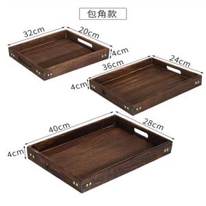 Bandeja de madera de Paulownia quemada con asa para servir té y aperitivos - Product Image 4