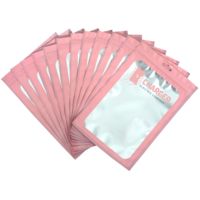 Sacs Mylar refermables personnalisés avec logo imprimé en gravure, anti-odeur, réutilisables, avec fenêtre transparente, roses, pour emballage de bijoux et pierres précieuses