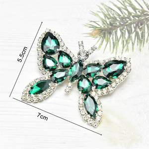Borboleta inseto pinos cristal combinado Metal base requintado strass broche fivela para vestuário decorativos botões sapatos vestido - Product Image 6