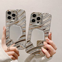 Coque antichoc en TPU avec motif animal à vagues irrégulières, finition argentée premium pour 16 Pro Max/Wave/13/X