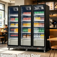 Vitrine réfrigérée verticale de luxe avec porte en verre verrouillable, sans givre, haute visibilité pour boissons et aliments