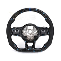 Volant en cuir perforé semi-forgé en carbone bleu pour VW Volkswagen Golf 5 6 7 R MK5 MK6 MK7 Gti Scirocco Polo Passat B8